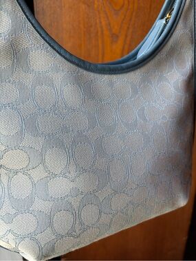 Coach Signature Jacquard Ergo Hobo Bag in Light Blue